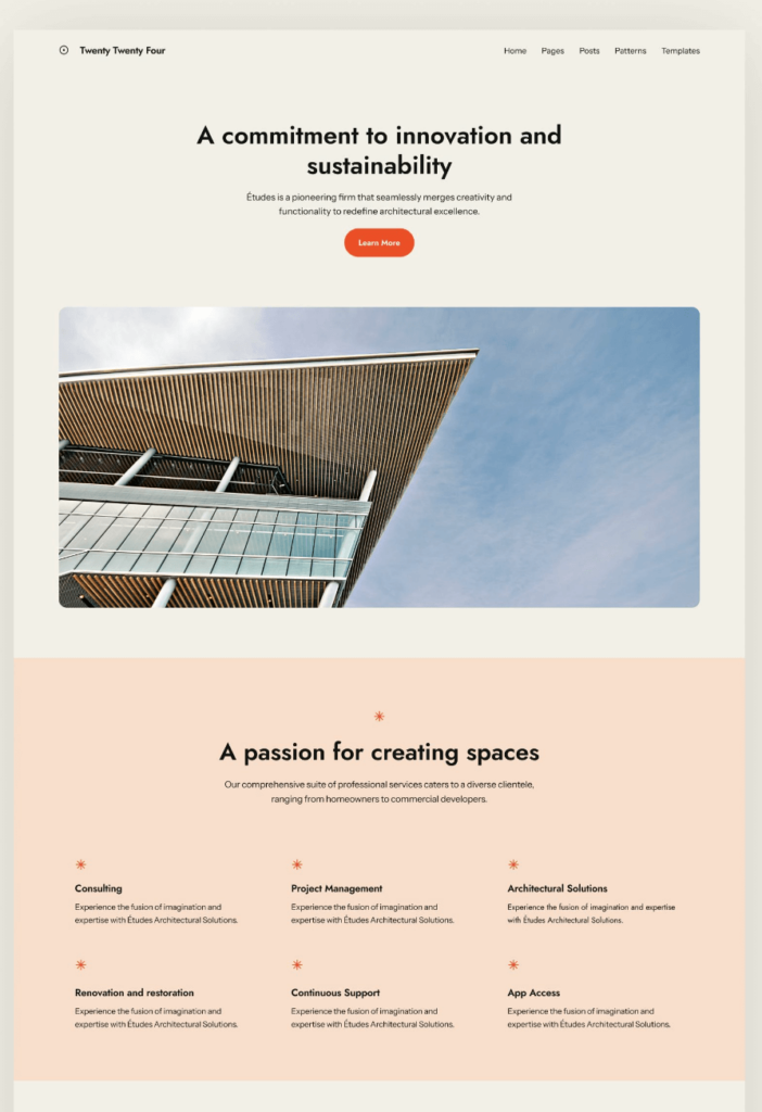 Variation of wordpress twenty twenty four theme: ember